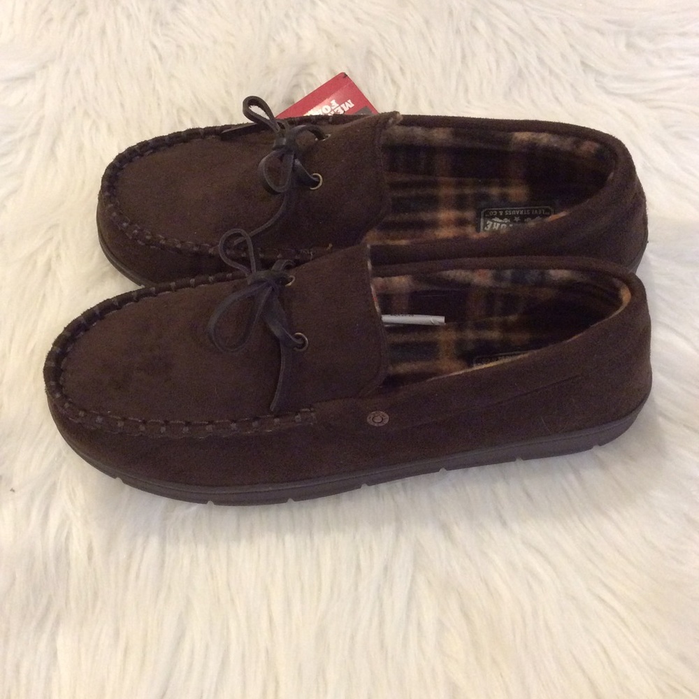 Slippers Brown Moccasin House Shoes Mens 7 8 Small